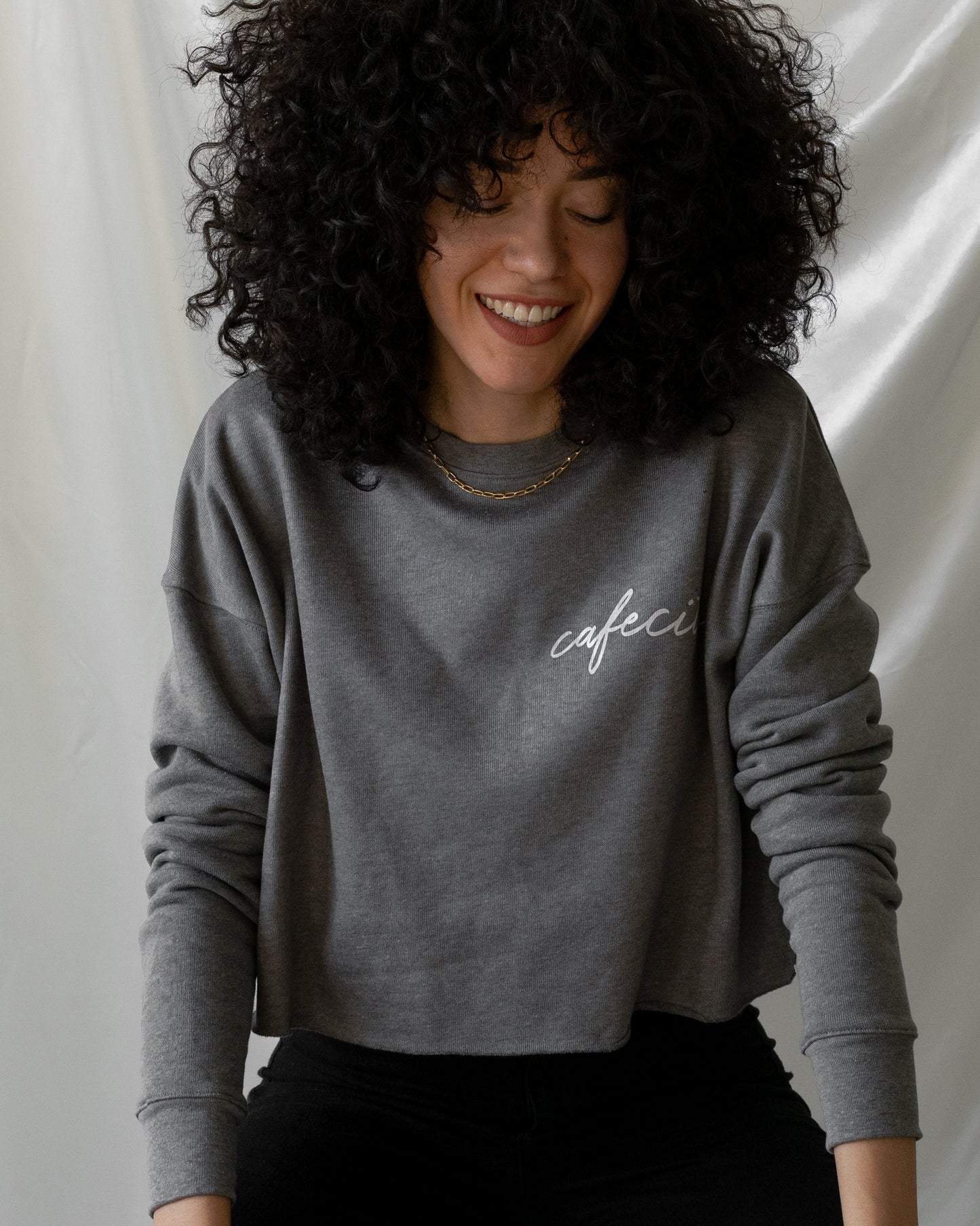 Cafecito Cropped Crew Fleece Sweatshirt - CELESTE SOL Jewelry