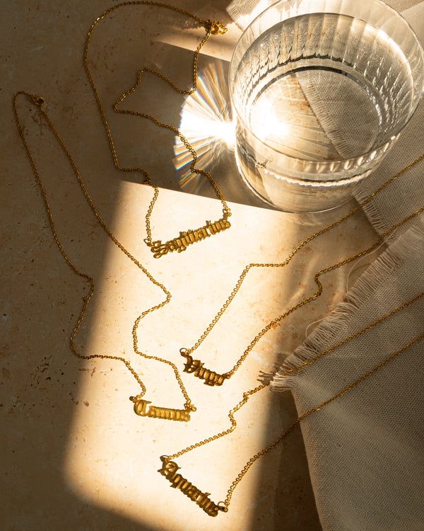 Scorpio Zodiac Nameplate Necklace - CELESTE SOL Jewelry 