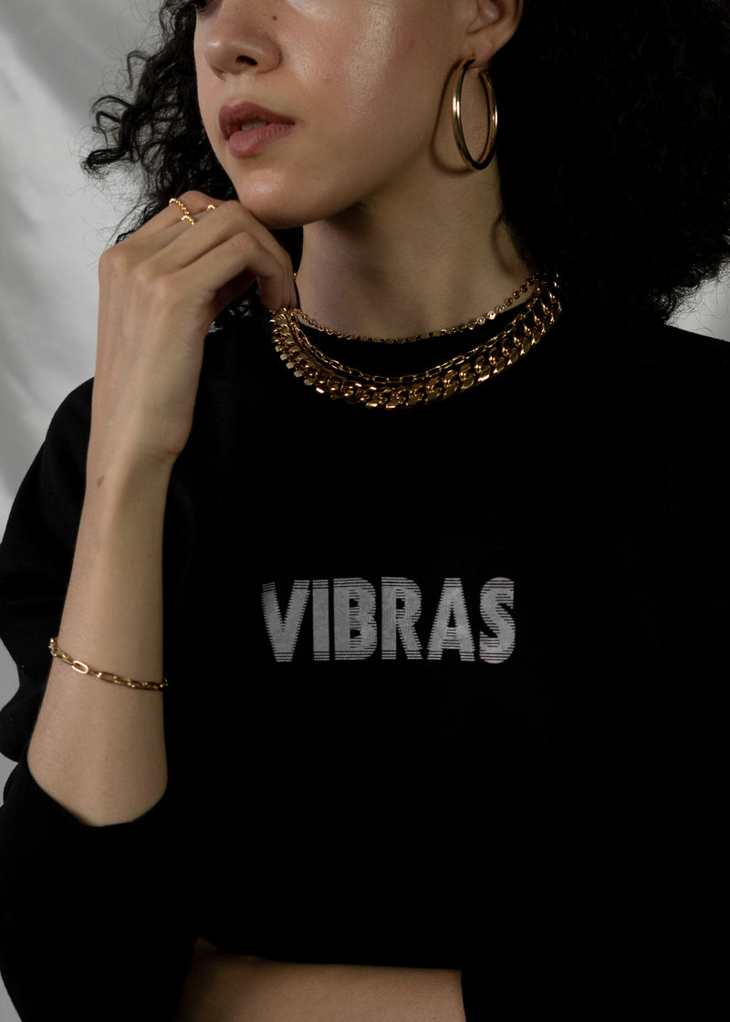 Vibras Cropped Crew Fleece Sweatshirt - CELESTE SOL Jewelry 
