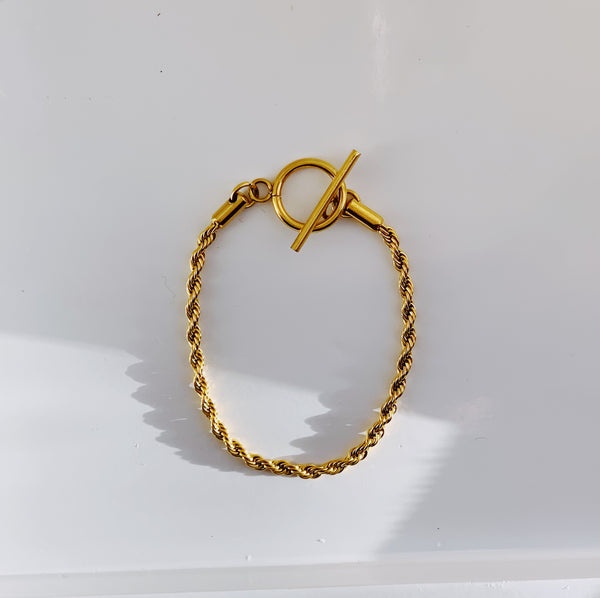 Alton 3mm Rope Chain Bracelet Gold | CELESTE SOL Jewelry