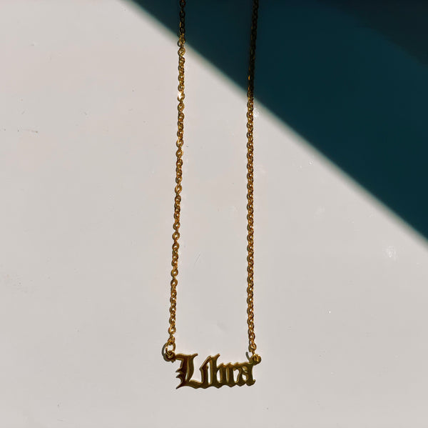 Libra Zodiac Nameplate Necklace - CELESTE SOL Jewelry 