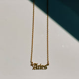 Aries Zodiac Nameplate Necklace - CELESTE SOL Jewelry 