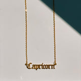 Capricorn Zodiac Nameplate Necklace - CELESTE SOL Jewelry 