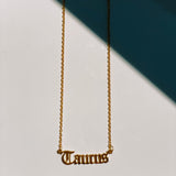 Taurus Zodiac Nameplate Necklace - CELESTE SOL Jewelry 
