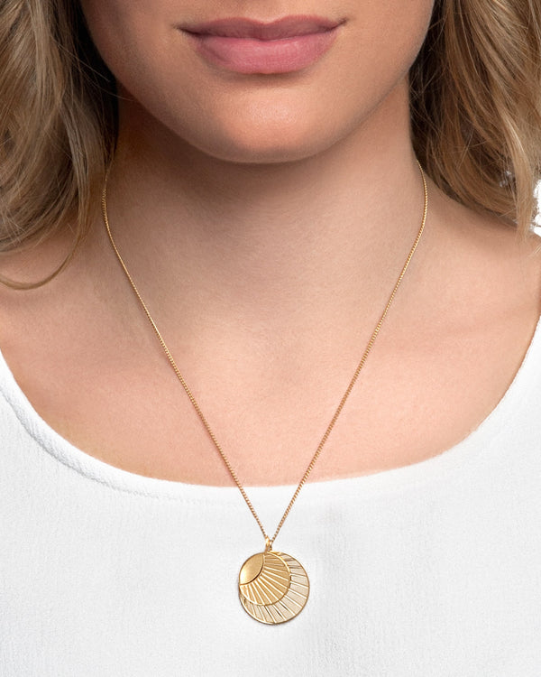 Women's 24K Gold Plated Double Gold Coin Necklace 